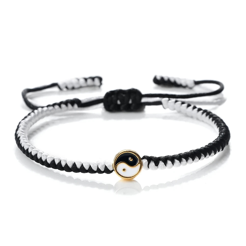 Mini Taichi Pendant Braided Bracelet Women Men Yinyang Balance Couple Bracelet&Bangles Chain Jewelry Vintage Pulsera Jewelry  (GoldenCity)