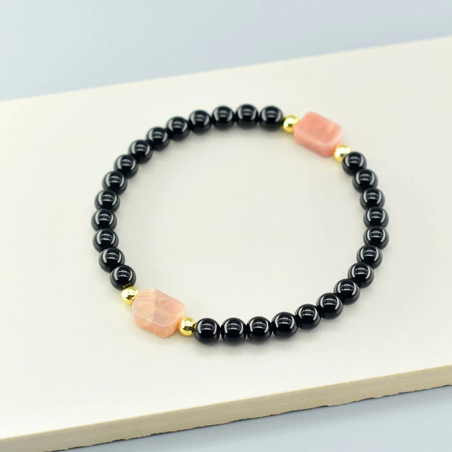 8*12MM Natural Stone Flat Rectangle Aquamarine Bracelet for Women Men Natural Crystal Purfy the Soul Jewelry Gift for Girfriend  (GoldenCity)