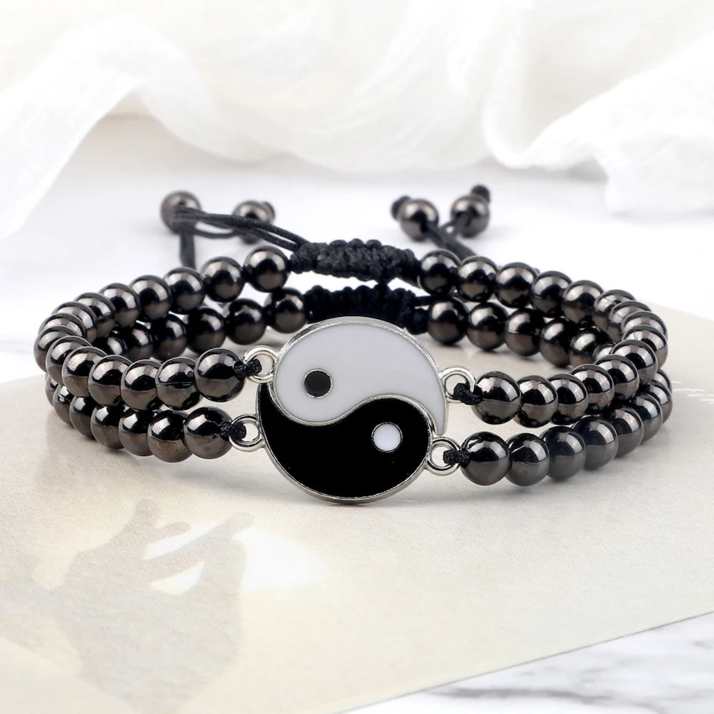 Charm YinYang Balance Copper Beads Bracelet Women Men Lucky Totem Pendant Couple Bracelet&Bangle Chain Pulsera Jewelry Gift  New  (GoldenCity)