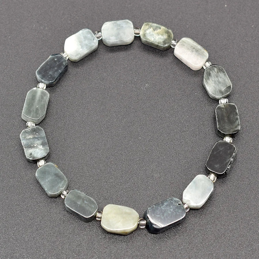 Natural Map Stone Beads Bracelet Men Women Regulate the Aura and Bring Good Luck Elastic Strand Jewelry for Kids Gift Wholesale  (GoldenCity)