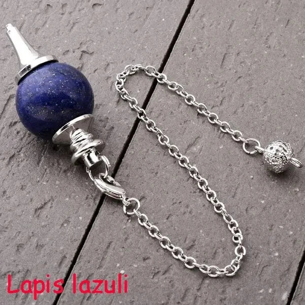Reiki Healing Chakra Pendulum Pendants Lucky Crystal Quartz Stone Pendulum Pendant With Silvery Ball Chain Hypnosis For Necklace  (GoldenCity)