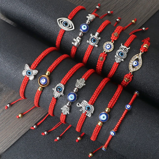 New Red Nylon Thread Evil Eye Braided Bracelet Women Men Vintage Butterfly Elephant Couple Bracelet Chain Jewelry Gift Wholesale  (GoldenCity)
