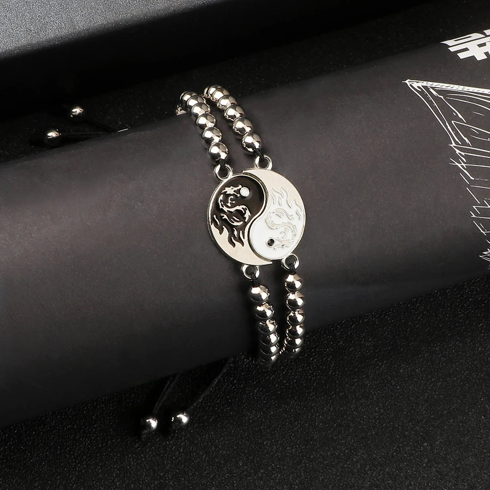 Charm YinYang Balance Copper Beads Bracelet Women Men Lucky Totem Pendant Couple Bracelet&Bangle Chain Pulsera Jewelry Gift  New  (GoldenCity)