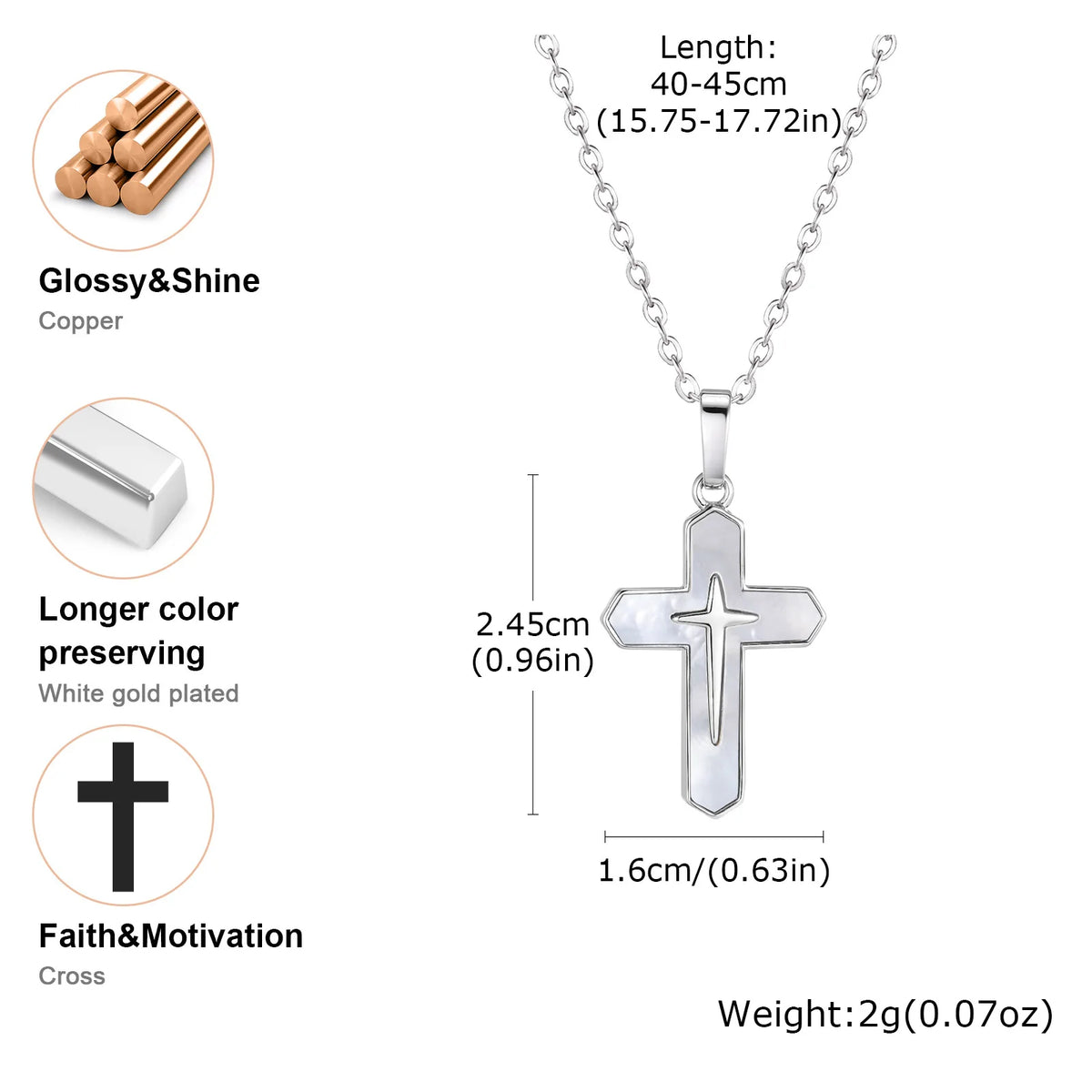 Double Cross Pendant Necklaces for Women, Bling Shell Cross Necklaces, Christ Religious Faith Jewelry  (GoldenCity)