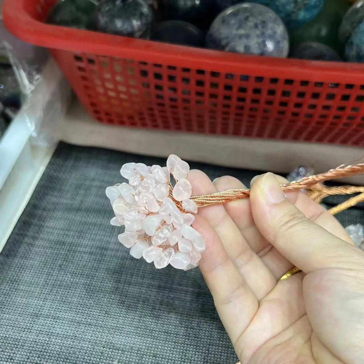 Natural Crystal Money Lucky Tree Amethyst Rose quartz Reiki Healing Fengshui Tree For Wealth And DIY Luck Home Decoration  (GoldenCity)