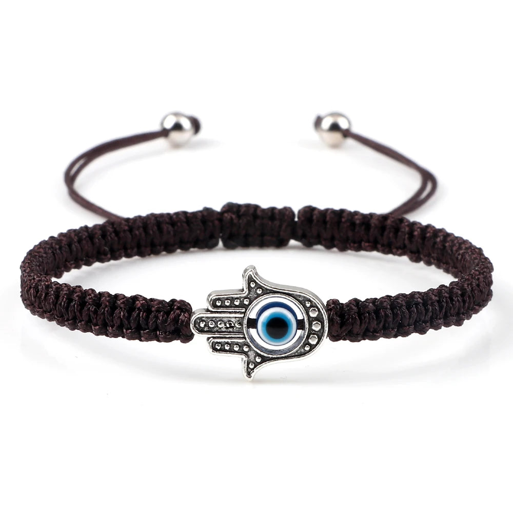 New Prayer Hand of Fatima Evil Eye Braided Bracelet Red Black Color Nylon Thread Lucky Couple Bracelet&Bangles Jewelry Men Women  (GoldenCity)