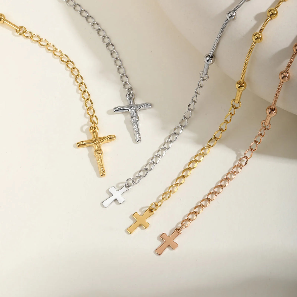 Double Sides Women Rosary Bracelets,Gold Plated Stainless Steel Religious Prayer Charm Bracelet,Cross Virgin Mary Bracelets  (GoldenCity)