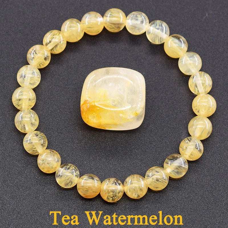 Natural Pink Rose Powder Crystal Quartz Natural Stone Stretch Bracelets Homme Purify the Soul Pulsera Jewelry Beads Lover Women  (GoldenCity)