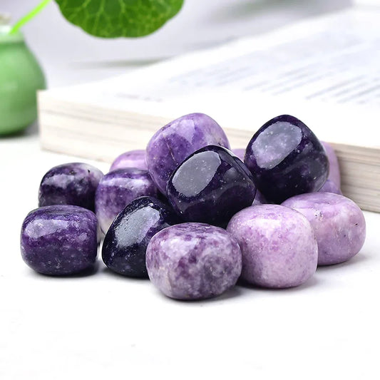 Natural Tumbled Stones Lilac Lepidolite Healing Crystal Energy Minerals Specimen Meditation Gems Aquarium Tank Garden Home Decor  (GoldenCity)