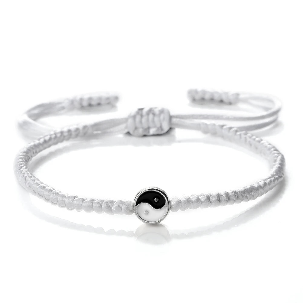 Mini Taichi Pendant Braided Bracelet Women Men Yinyang Balance Couple Bracelet&Bangles Chain Jewelry Vintage Pulsera Jewelry  (GoldenCity)