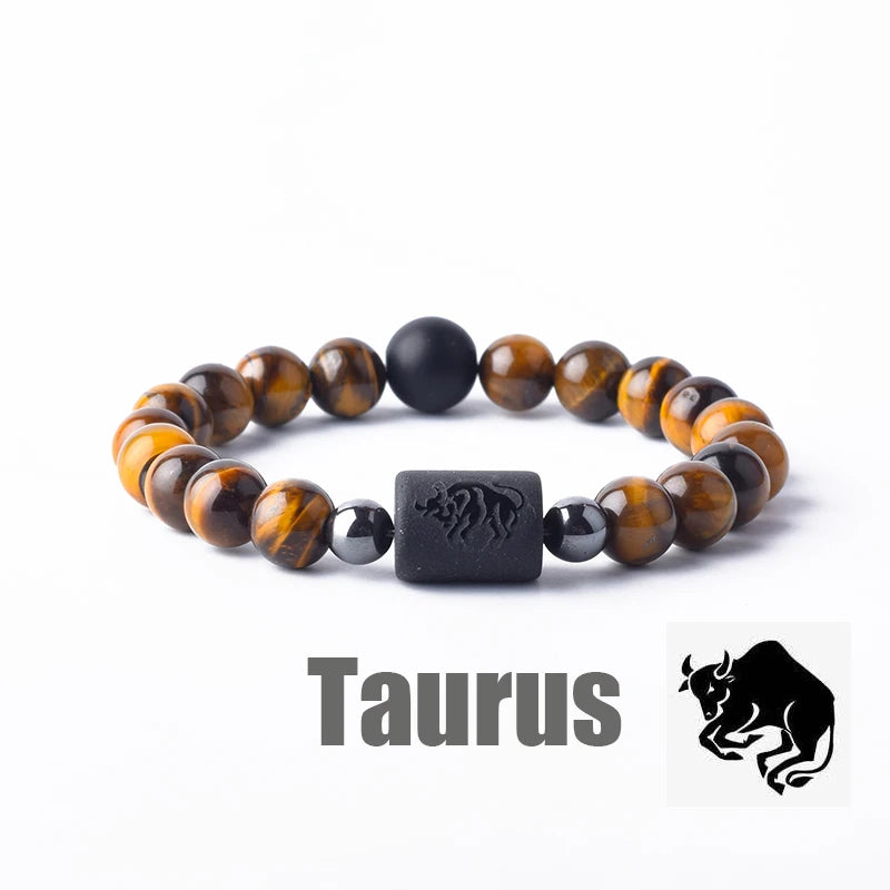 Zodiac Sign Bracelet Homme 12 Constellation Bangles Men Gemini Virgo Leo Libra Bracelet Women Friendship Gift Bracelet on Hand  (GoldenCity)