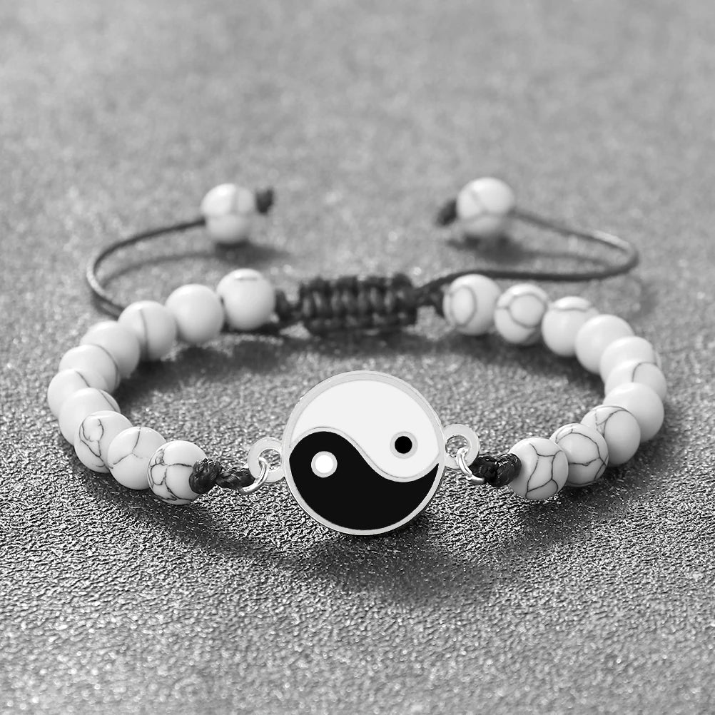 New 6mm Tiger Eye TaiChi Braided Bracelet Women Men YinYang Healing Couple Bangles Chain Adjustable Pulsera Jewelry Gift  (GoldenCity)