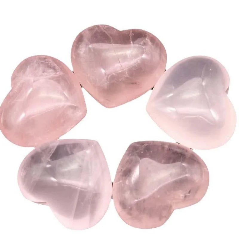 Natural Crystal Stone Love Heart Carving Reiki Healing Rose Quartz Decoration  (GoldenCity)