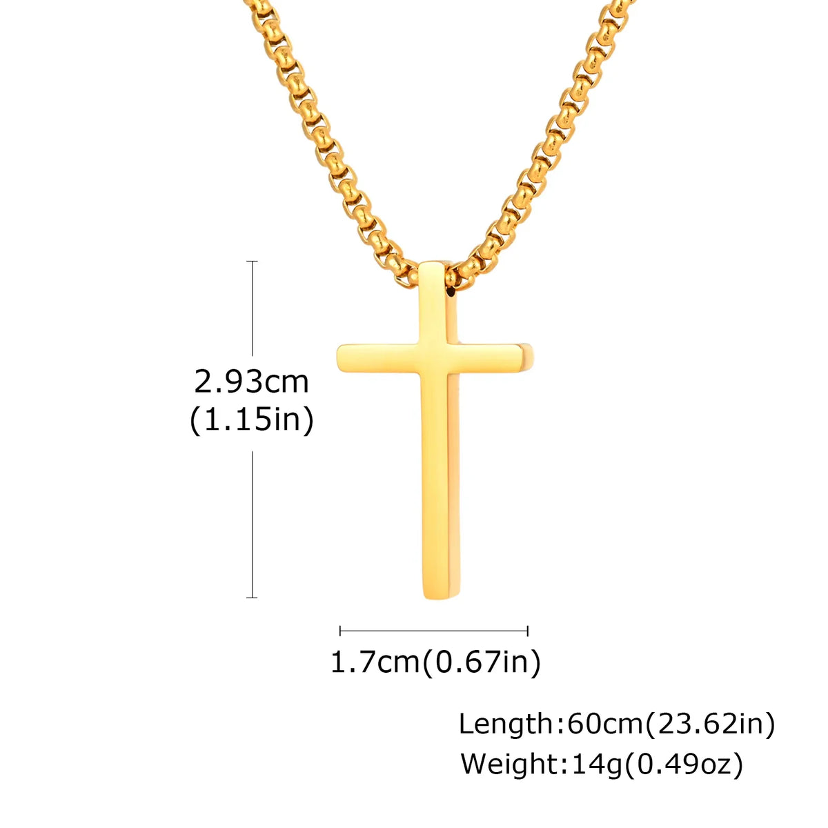 Cross Necklaces for Men Women, Simple Plain Black Silver Color Stainless Steel Thick Cross Pendant with Box Chain  (GoldenCity)