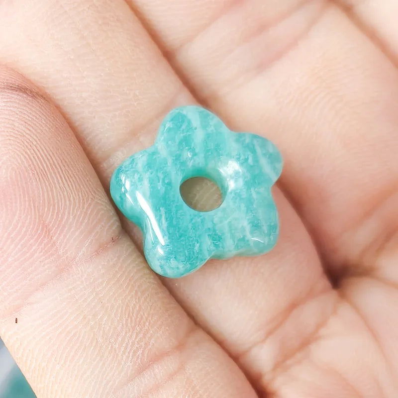 1pc Natural Stone Large Hole Beads Flower Shaped Jewelry Making DIY Necklace Bracelet Earings Accessories  (GoldenCity)