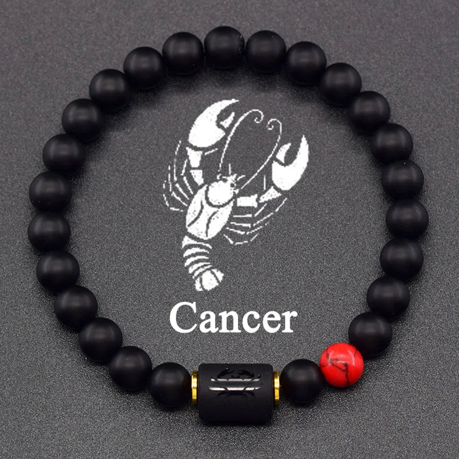12 Zodiac Sign Bracelet Homme Constellation Bangle Natural Yellow Tiger Eye Stone Hematite Cancer Virgo Leo Libra Bracelet Women  (GoldenCity)