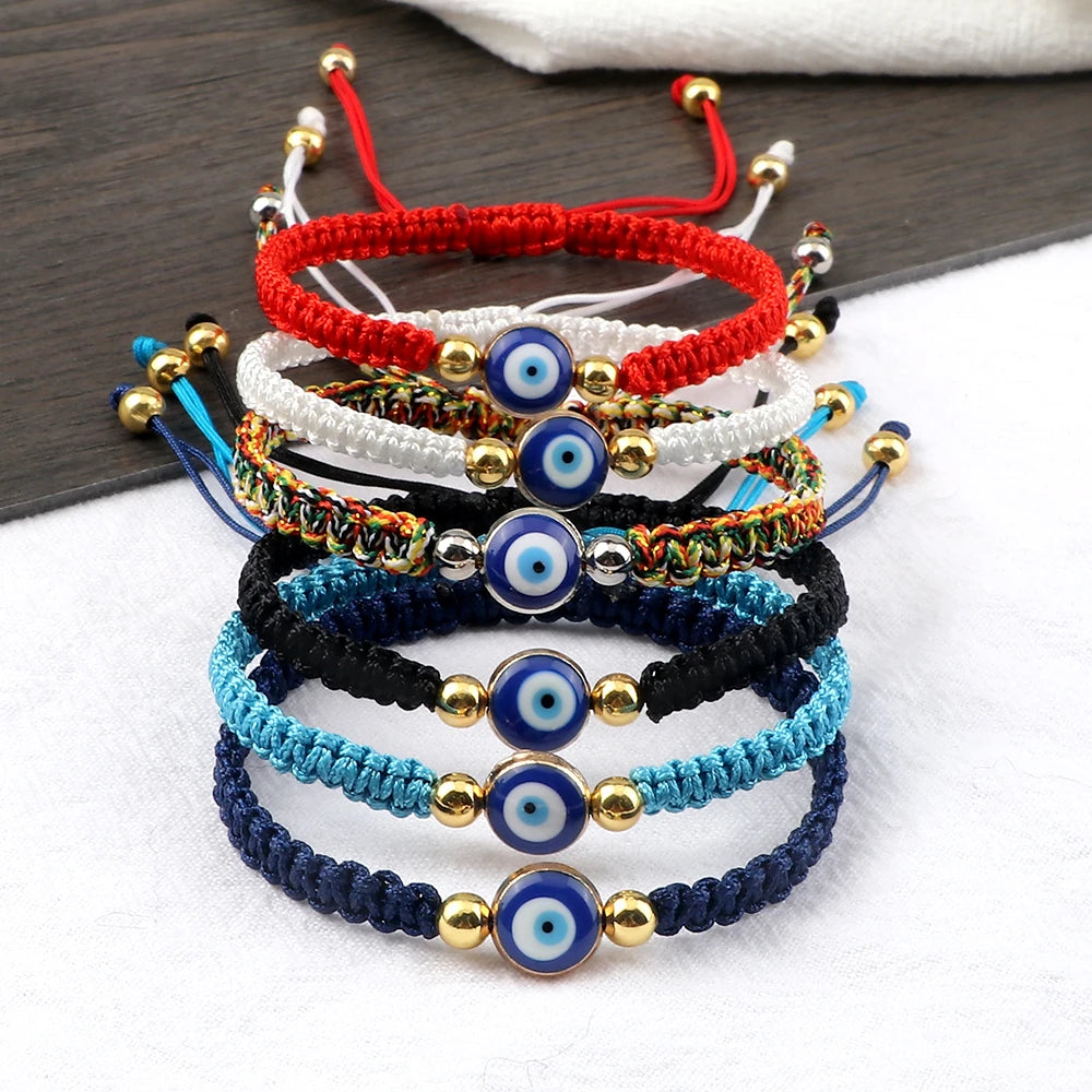 New Evil Eye Braided Bracelet Lucky Red Black Color Thread Couple Chain Handmade Prayer Bangles Pulsera Jewelry Gift for Friend  (GoldenCity)
