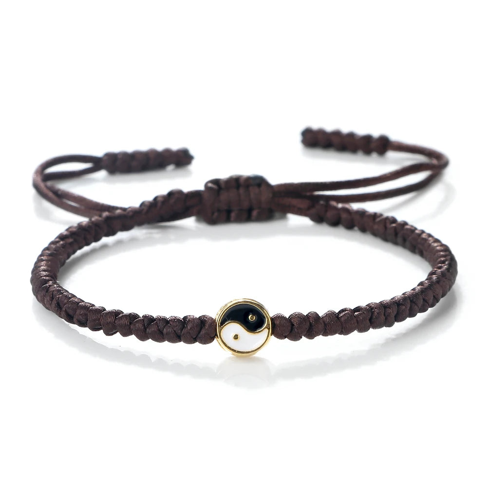 Mini Taichi Pendant Braided Bracelet Women Men Yinyang Balance Couple Bracelet&Bangles Chain Jewelry Vintage Pulsera Jewelry  (GoldenCity)
