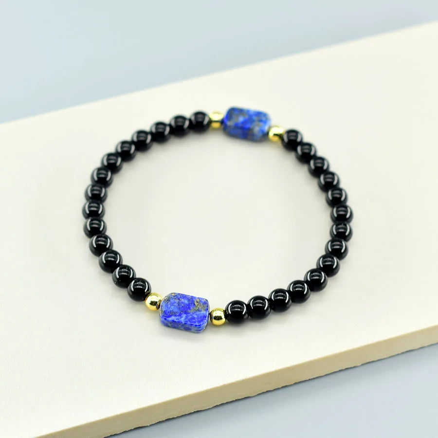 8*12MM Natural Stone Flat Rectangle Aquamarine Bracelet for Women Men Natural Crystal Purfy the Soul Jewelry Gift for Girfriend  (GoldenCity)