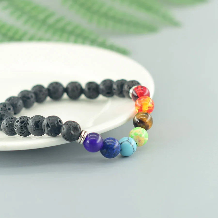 Classic 7 Chakra Beads Bracelet Women Men Natural Stone Yoga Meditation Reiki Healing Balance Lotus Flower Bracelet Bangle Gift  (GoldenCity)