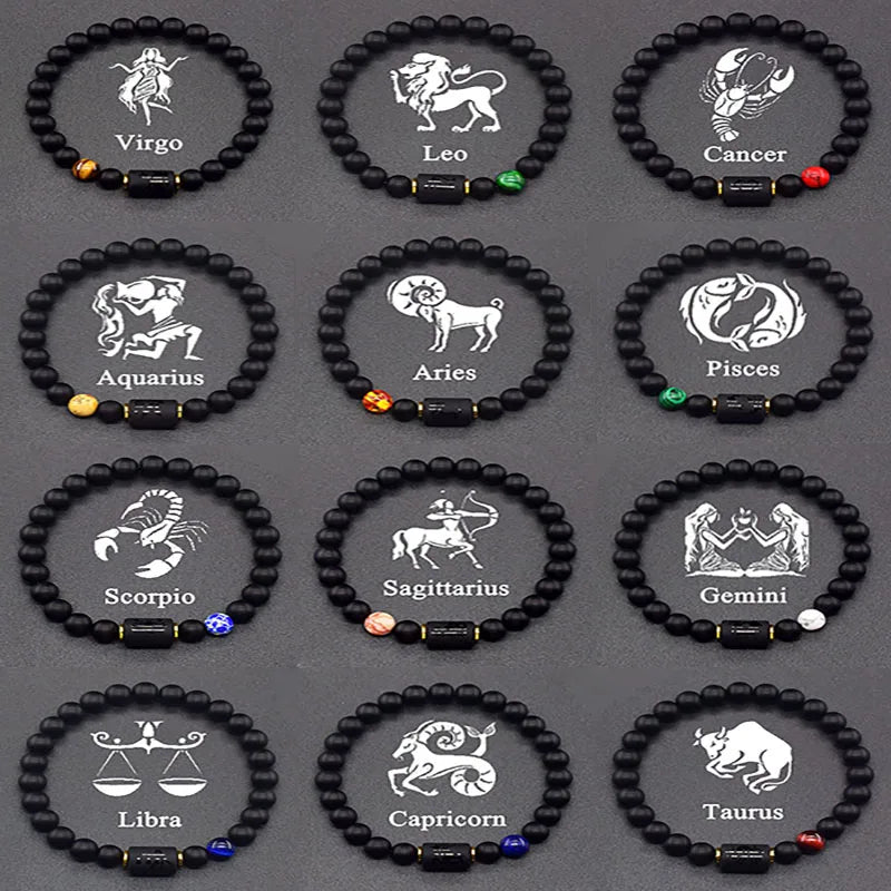 12 Constellation Signs Bracelet for Women Men 12 Zodiac Charm Bracelet Homme Capricorn Libra Leo Signs Jewelry on Hand Wholesale  (GoldenCity)