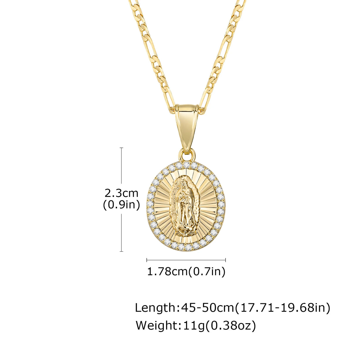 Heart Guadalupe Virgin Mary Necklace for Women,Cubic Zirconia Mother Mary Catholic Necklace Lady of Guadalupe Jewelry  (GoldenCity)