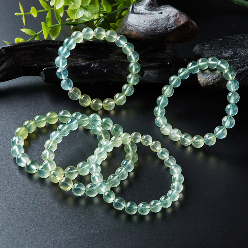 Natural Green Grape Stone Beads Bracelet on Hand for Women Aquamarine Crystal Quartz Agate Stone Emo Energy Jewelry Gift Pulsera  (GoldenCity)