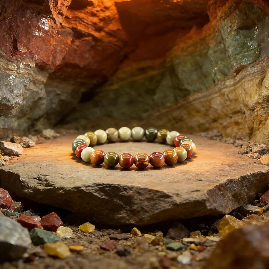 Natural Dragon Blood Stone Bracelet Rich Red Veins Texture Unisex Fashion Jewelry Ideal for Party & Work Delicate Women Jewelry  (GoldenCity)