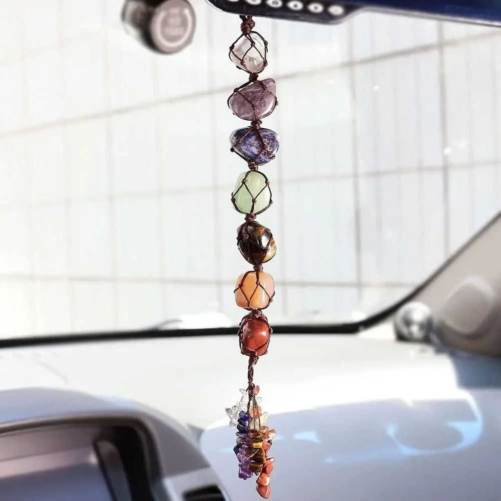 Handmade Healing Crystal Window Car Charm 7 Chakras Home Decoration Accessories Chakra Balancing Reiki Yoga Meditation Car Decor  (GoldenCity)