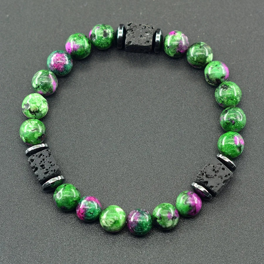 Natural Black Picasso Stone Beads Bracelet Men Retro Black Block Volcanic Lava Jewelry for Women Couple Matching Gift Wholesale  (GoldenCity)