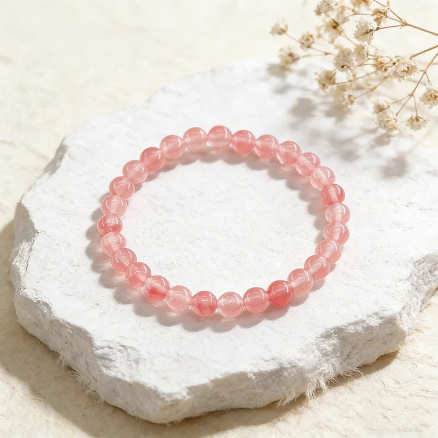 Fashion Natural Waterlemon Red Stone Round Beads Bracelets Amethyst Men and Women Charm Jewelry Healing Crystal Gemstone Bangle  (GoldenCity)
