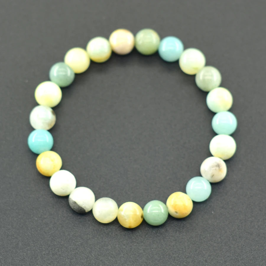 Lucky Bracelet Natural Amazonite Stone Bracelet for Women Men Amethyst Tiger Eye Aventurine Agates Stone Beads Jewelry Pulsera  (GoldenCity)