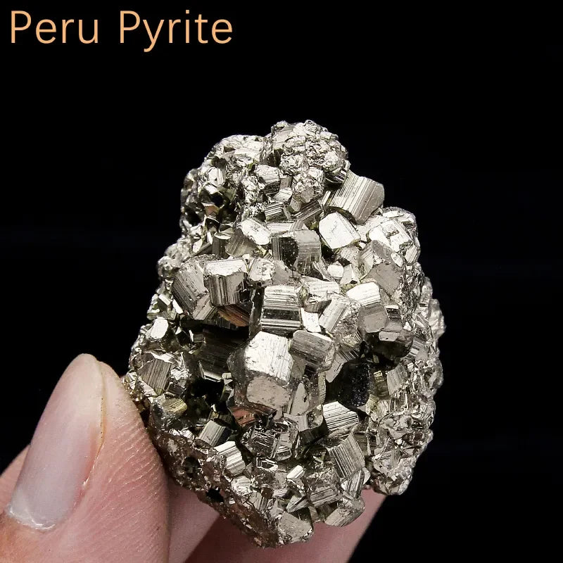 1pcs High Quality Natural Peru Pyrite Ore Stone Crystal Mineral Specimen Pyrite Cube Cluster Energy Home Decoration  (GoldenCity)