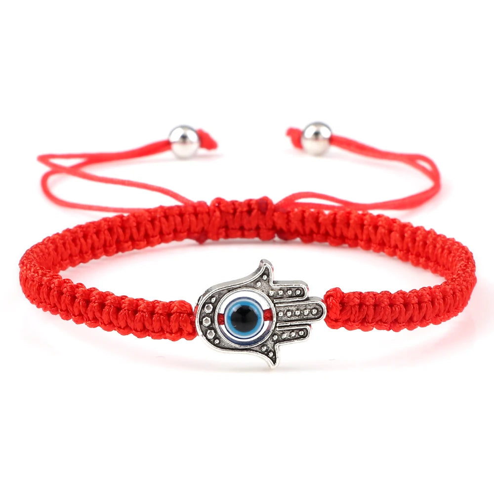New Prayer Hand of Fatima Evil Eye Braided Bracelet Red Black Color Nylon Thread Lucky Couple Bracelet&Bangles Jewelry Men Women  (GoldenCity)
