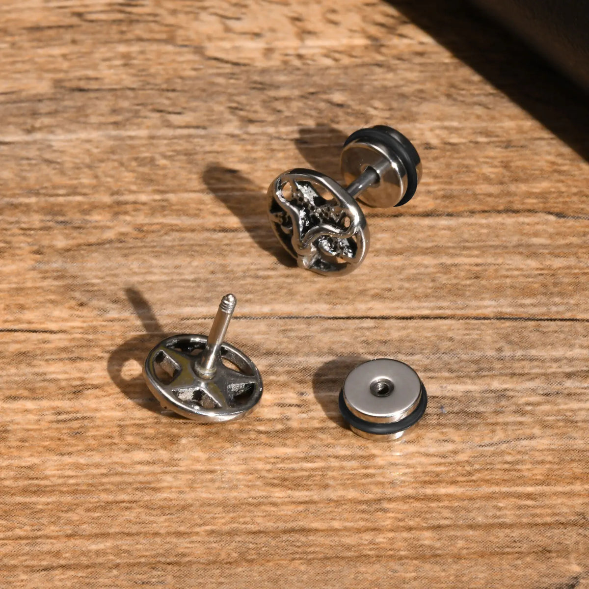 Gothic Devil Satanic Goat Satan Stud Earrings for Men Boys, Vintage Stainless Steel Star Demon Baphomet Earrings Jewelry  (GoldenCity)