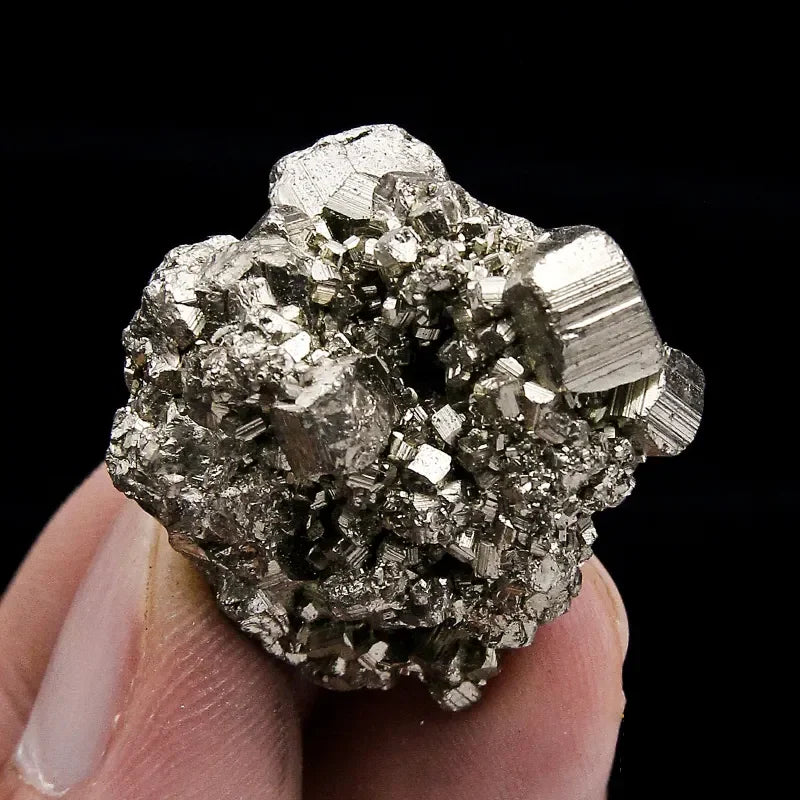 1pcs High Quality Natural Peru Pyrite Ore Stone Crystal Mineral Specimen Pyrite Cube Cluster Energy Home Decoration  (GoldenCity)