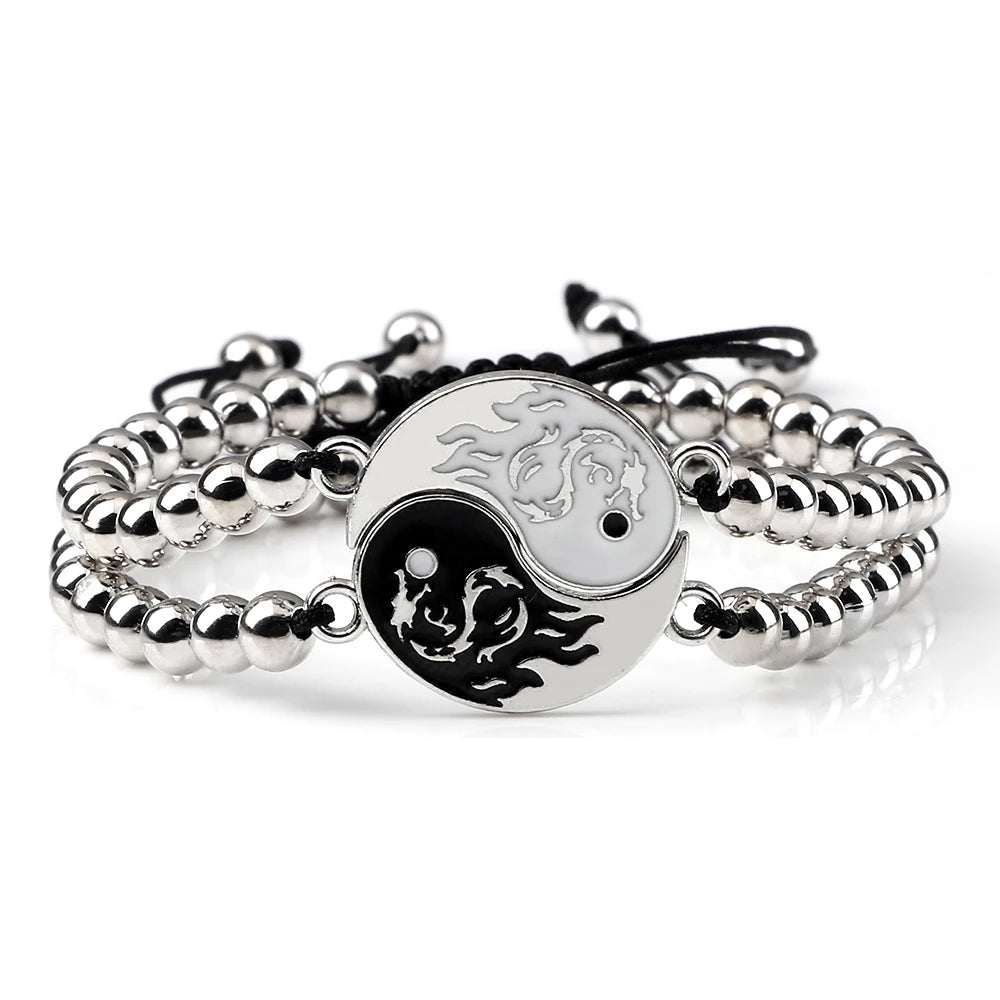 Charm YinYang Balance Copper Beads Bracelet Women Men Lucky Totem Pendant Couple Bracelet&Bangle Chain Pulsera Jewelry Gift  New  (GoldenCity)