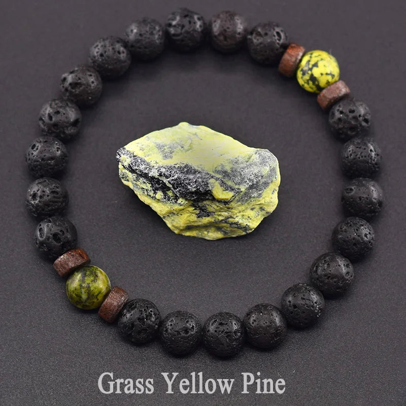 Real 5A Natural Lapis Lazuli Stone Beads Bracelet Homme Volcanic Lava Elastic High Quality Energy Healing Jewelry for Women Gift  (GoldenCity)