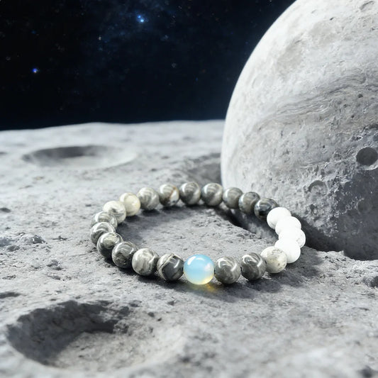 Solar System Eight Major Planets Moon Bracelet Made of Natural Stone Bead Bangle Black Labradorite Stone Gift for Astronomy Kids  (GoldenCity)