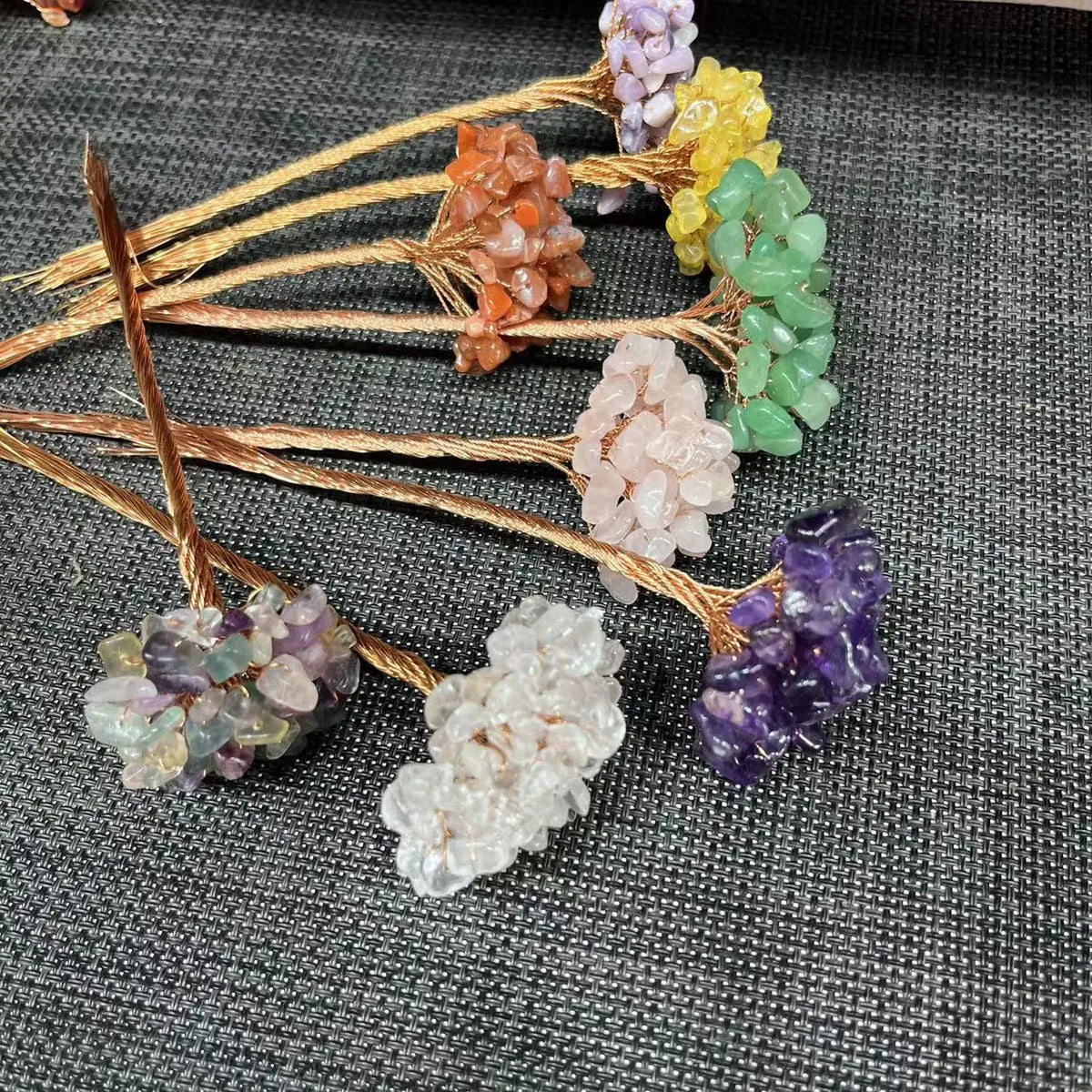 Natural Crystal Money Lucky Tree Amethyst Rose quartz Reiki Healing Fengshui Tree For Wealth And DIY Luck Home Decoration  (GoldenCity)