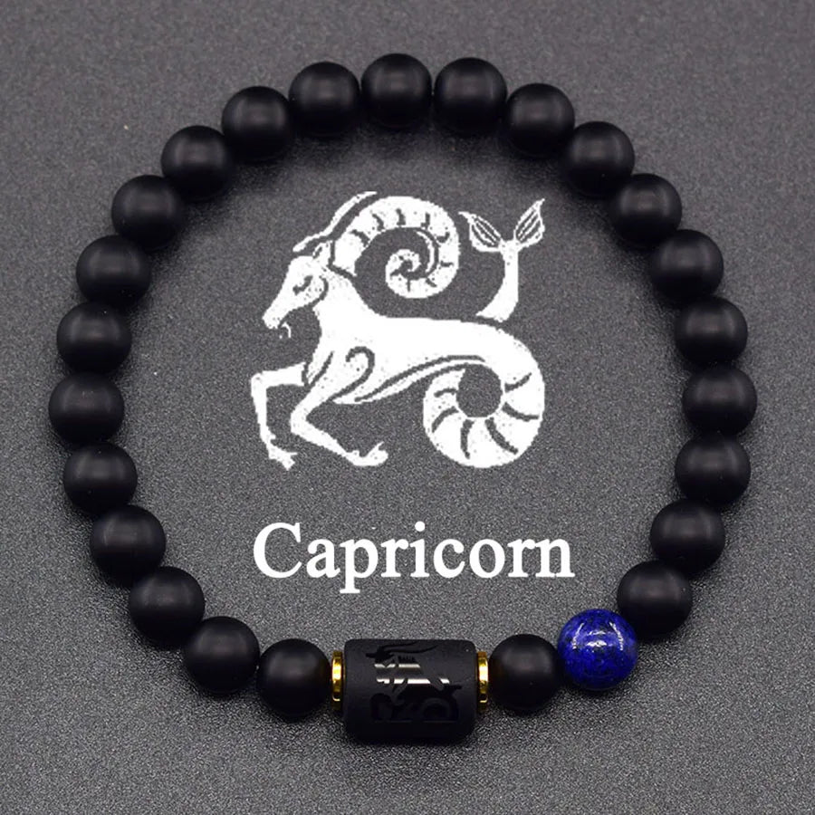 12 Zodiac Sign Bracelet Homme Constellation Bangle Natural Yellow Tiger Eye Stone Hematite Cancer Virgo Leo Libra Bracelet Women  (GoldenCity)