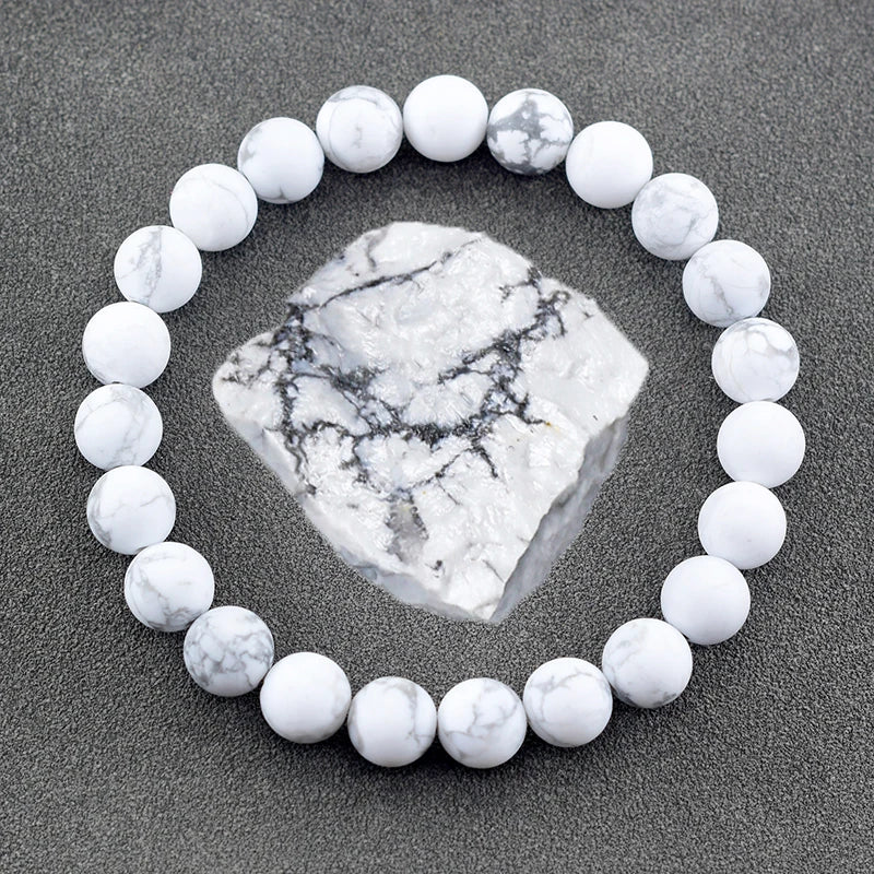 Genuine Natural Stone Bracelet Men Women Frosted Black Network Beads Jewelry Relieve Anxiety Wristband Couple Matching Gift  (GoldenCity)