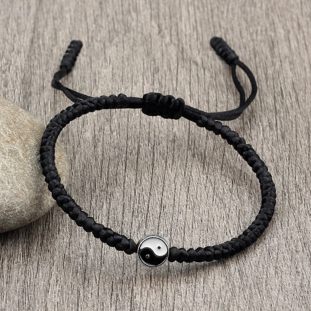 Mini Taichi Pendant Braided Bracelet Women Men Yinyang Balance Couple Bracelet&Bangles Chain Jewelry Vintage Pulsera Jewelry  (GoldenCity)