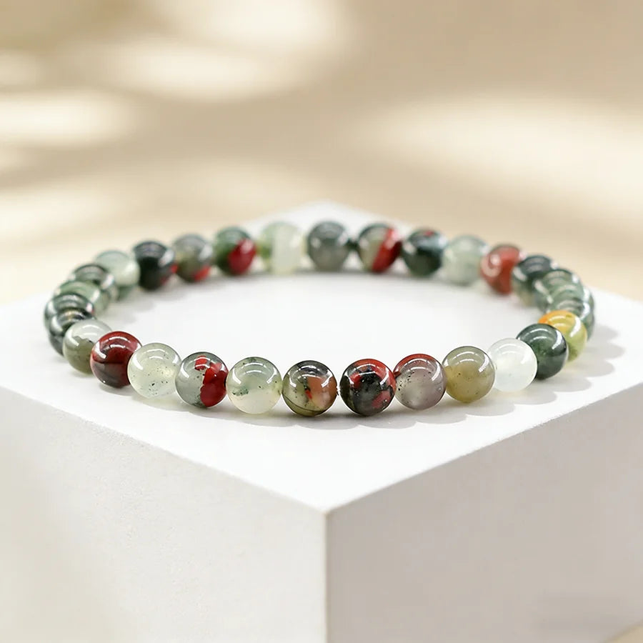 Natural Black Labradorite Stone Smooth Round Shape Beads Bracelet Fashionable Handmade Elastic Jewelry Accessories 1 Dollar Item  (GoldenCity)