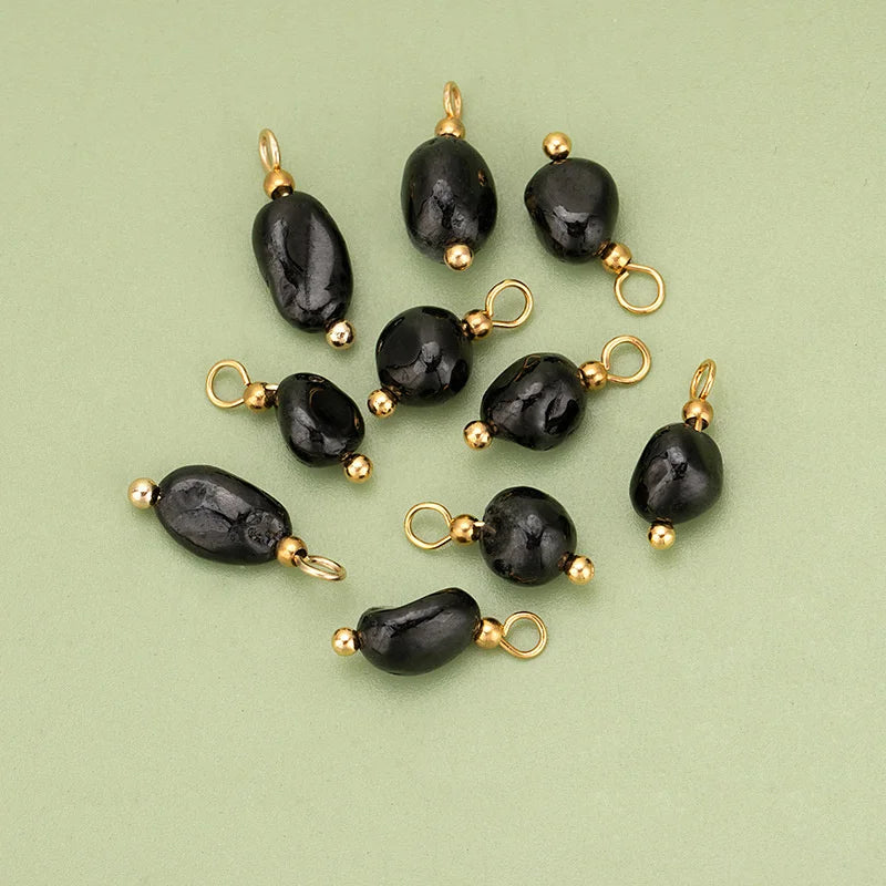 10pcs High Quality Handmade Golden Plated Natural Stones Charms Pendants Diy Jewelry Accessories  (GoldenCity)