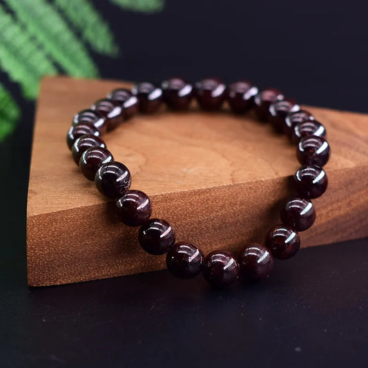Natural 5A Garnet Stone Femme Wine Red Bead Bracelet Men Bangle Women Jewelry Lucky Energy Healing Bracelet Valentine's Day Gift  (GoldenCity)