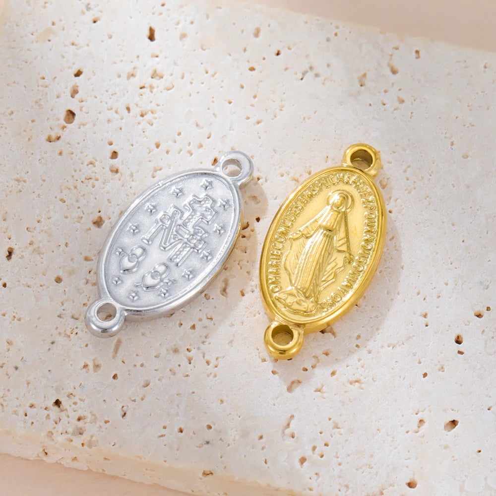 1pc Witch Knot Virgin Mary Stainless Steel Pendant Double Protection Amulet Necklace Bracelet Jewelry Making Accessories  (GoldenCity)