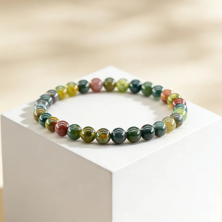 Natural Green Spot Stone Beads Elastic Bracelet Moss Agates Green Aventurine Amethyst Rose Quartzs Bracelet Bangle For Women Men  (GoldenCity)