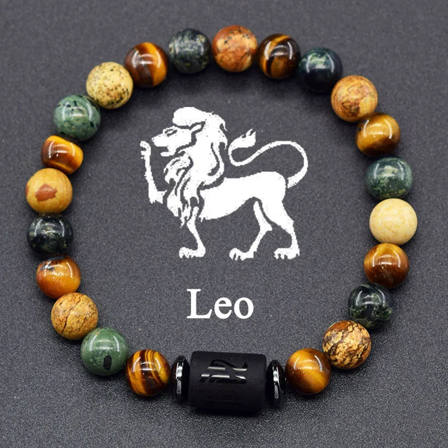 12 Zodiac Sign Bracelet Homme Constellation Bracelet for Men Aries Virgo Leo Libra Charm Bangle Women Friendship Jewelry on Hand  (GoldenCity)