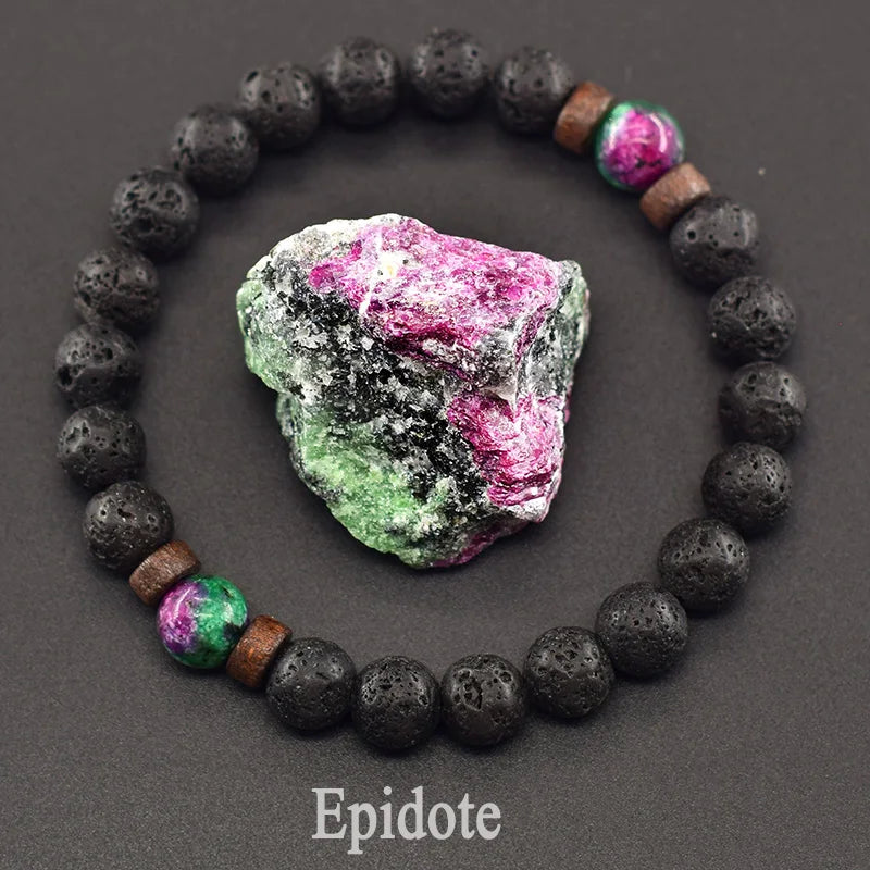 8mm Black Volcanic Beads Bracelet Men Natural Amehyst Crystal Bracelet for Women Body-Purfying Genuine Amethyst Natural Pulsera  (GoldenCity)